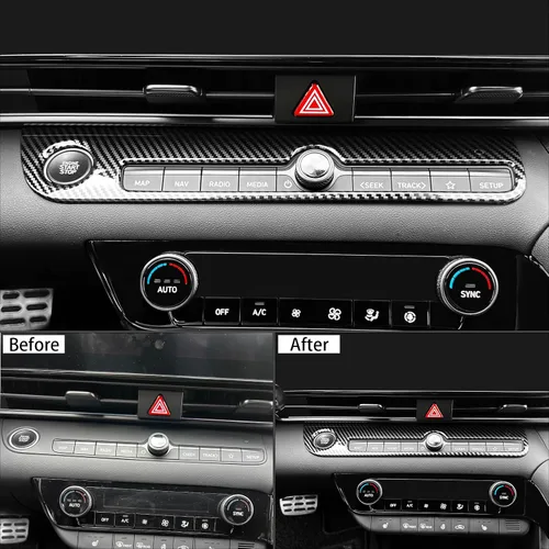 Miniatura 7 de Cubierta de Botón de Arranque y Parada de Coche de Una Pieza Estilo Fibra de Carbono Accesorios de Interior de Coche Compatible con Hyundai Elantra