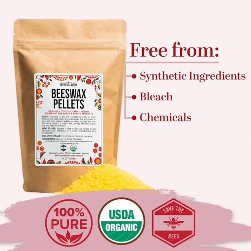Miniatura 7 de Pastillas de cera de abejas orgánica certificadas por Better Shea Butter, ingrediente de primera calidad para el cuidado de la piel por ti mismo.