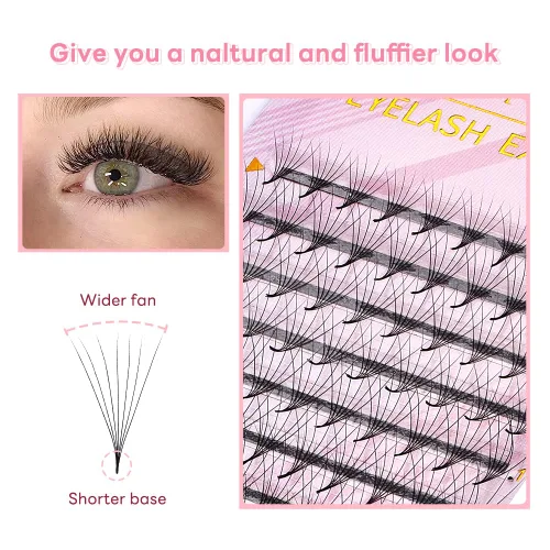 Miniatura 3 de ARISON LASHES Abanicos de pestañas prefabricadas 4D C Curl 0.07, bandeja de pestañas suaves y esponjosas de volumen ruso mezcla de 8 a 0.591 in