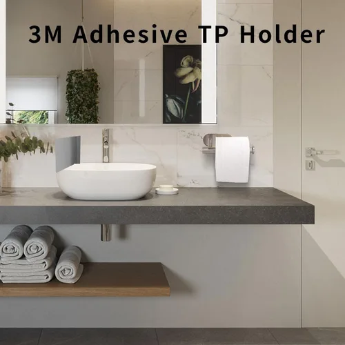 Miniatura 2 de Paquete de 2 soportes para papel higiénico autoadhesivo, soporte de pared para baño y baño, sin taladrar SUS304, plateado inoxidable Plata