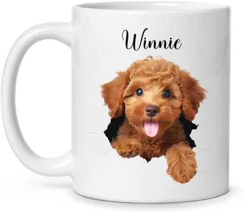 Miniatura 23 de Tazas de café con nombre personalizado único y emocionado Chihuahua rompió la pared, tazas de café personalizadas para perros, regalo para niños