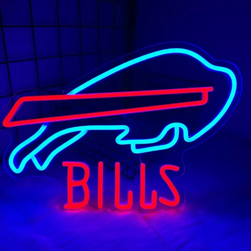 Letreros de Neón Buffalo de Fútbol Americano Luces LED de Neón para Decoración de Pared Alimentados por USB Letrero de Luz de Neón de Equipo