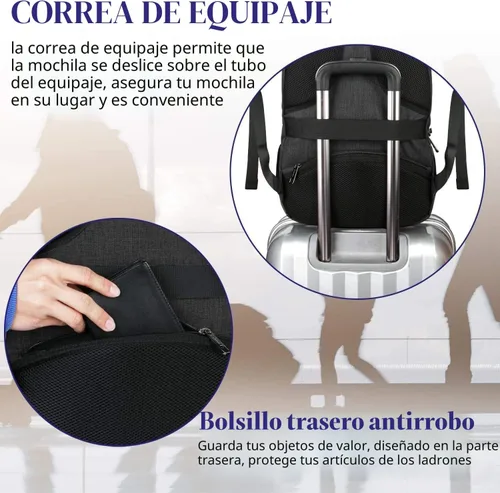 Miniatura 6 de MATEIN - Mochila empresarial para laptop de 15.6 pulgadas, mochila de viaje con puerto de carga USB, resistente al agua, para trabajo, universidad