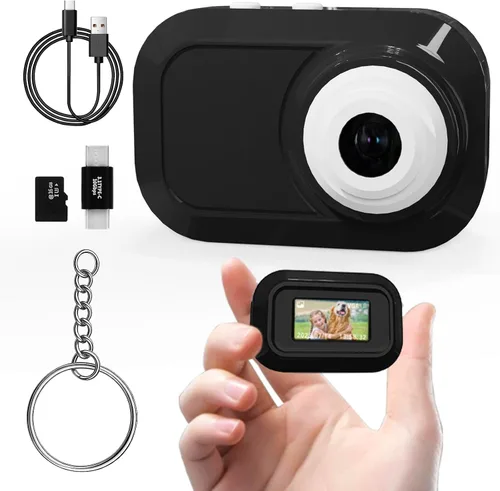 Mini cámara con llavero con 14M 1080P FHD, mini cámara digital de bolsillo, pequeñas cámaras portátiles de 0.96 pulgadas, grabadora de video con