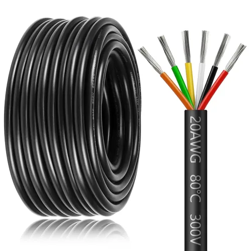 Miniatura 9 de Cable de calibre 18 de 5 conductores, cable eléctrico de 65,6 pies 18AWG, cable de cobre estañado trenzado de 18/5, cable de bajo voltaje