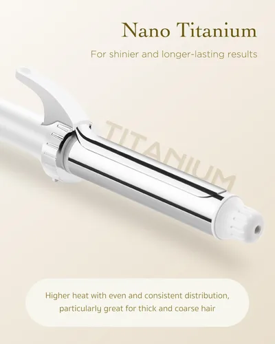 Miniatura 2 de Rizador de titanio de 1 1/4 pulgadas para ondas playeras de larga duración y rizos sueltos, varita rizadora con abrazadera para cabello largo