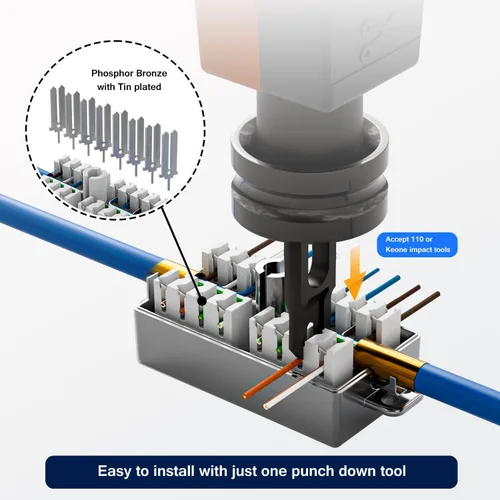 Miniatura 2 de Caja de conexiones Cat 6, paquete de 5 conectores de empalme Cat5e blindados, tipo perforado
