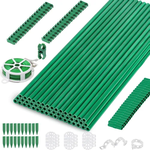 Miniatura 11 de Cludoo Juego de 94 estacas de jardín con 30 juegos de estacas de fibra de vidrio, soportes y accesorios, estacas de tomate de 4 pies, 5 pies, 6