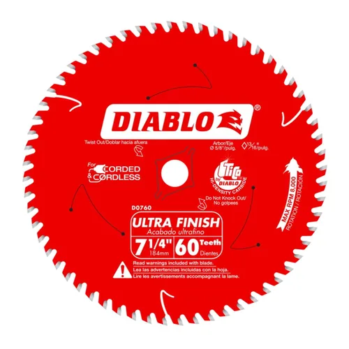 Miniatura 12 de Diablo - Hoja de sierra de acabado de alto rendimiento para madera - 6-1/2" x 40 dientes, carburo Tico - D0641X