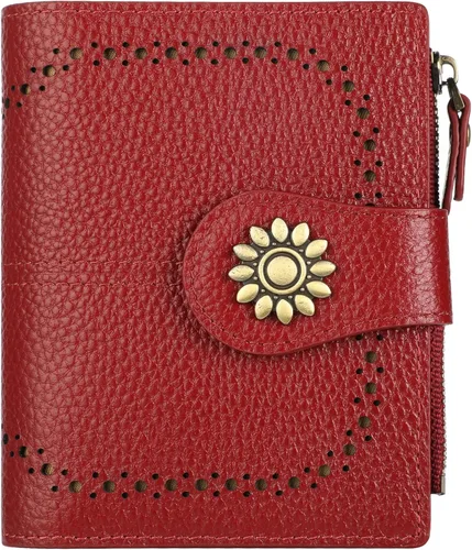 Miniatura 11 de Lavemi Cartera de Piel para Mujer Pequeña Compacta con Bloqueo RFID Estuche para Tarjetas de Crédito Monedero con Bolsillo con Cremallera Small