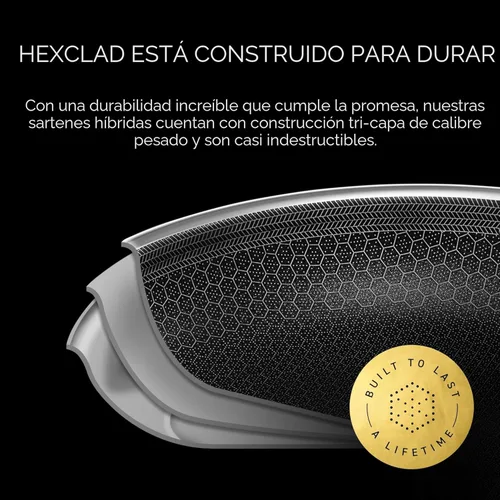 Miniatura 5 de HexClad Horno Holandés Híbrido Antiadherente de 5 Cuartos de Galón con Tapa de Acero Inoxidable, Asas que se Mantienen Frías, Apto