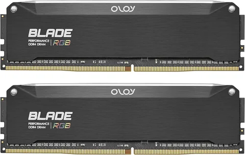OLOy DDR4 RAM 16 GB (2 x 8 GB) Hoja de línea capilar negra RGB 3200 MHz CL16 1.35V 288 pines para juegos de escritorio UDIMM (MD4U0832160BRKDA)