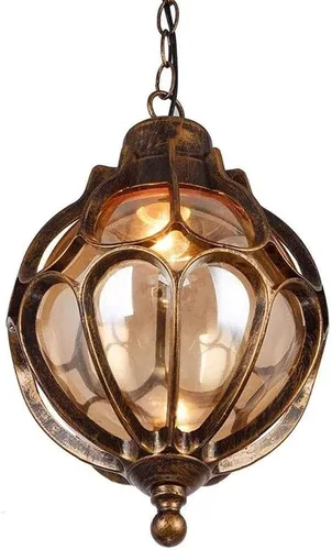 SLAWA Luces colgantes para exteriores para porche, linterna colgante exterior vintage con pantalla de vidrio esférico, accesorio de aluminio de