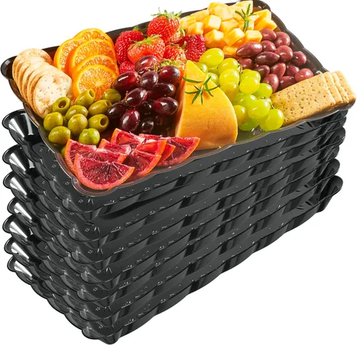 Miniatura 22 de Plasticpro - Bandejas de plástico para servir, rectangulares, 9 x 13 pulgadas, plato desechable para fiesta, incluye 4 bandejas Transparente