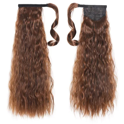 Miniatura 36 de Extensiones de cabello para cola de caballo, extensión de cola de caballo roja de 16 pulgadas, corta, ondulada, rizada, envolvente, cola de caballo