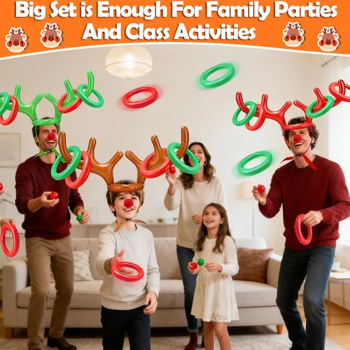 Miniatura 7 de 3 Pack Easter Inflatable Easter Games Set, 18 Pieces Inflatable Reindeer Antler Ring Toss Party Game for Kids Adults Family, Indoor Outdoor Ring