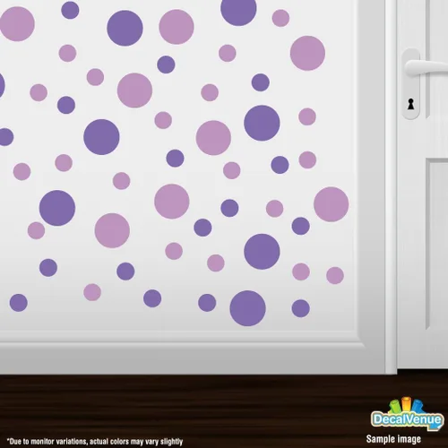 Miniatura 2 de Pegatinas de pared de vinilo lavanda/lila - círculos de 2 y 4 pulgadas (30 calcomanías)