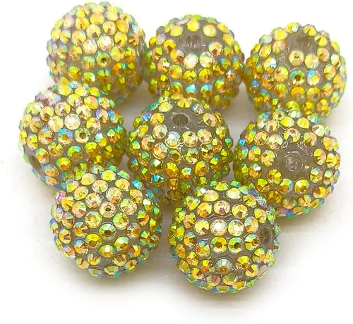 Miniatura 8 de Cuentas de diamantes de imitación de colores redondas espaciadoras para joyería, pulsera, collar, bolígrafo, bolsa, cadena, suministros de 0.630 in
