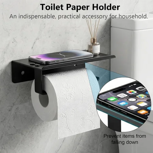 Miniatura 6 de Tudoccy Juego de 5 piezas de accesorios de baño de acero inoxidable SUS304 redondo montado en la pared, incluye barra de toalla de mano de 16 Negro
