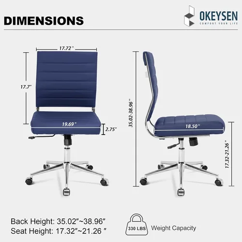 Miniatura 3 de Okeysen Silla de escritorio de oficina sin brazos, Silla giratoria ergonómica de sala de conferencias con respaldo medio, altura ajustable, silla
