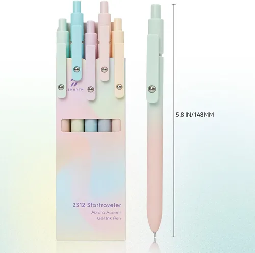 Miniatura 2 de Bolígrafos de gel, juego de 5 bolígrafos de 0.7mm con tinta negra de secado rápido, punta fina y escritura suave, lindos suministros de oficina