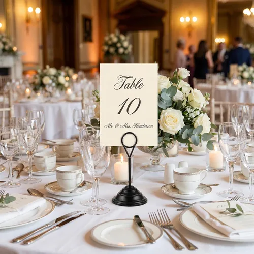 Miniatura 4 de 12 soportes de metal para números de mesa, soportes de mesa para fotos, menús, notas, Navidad, boda, restaurante, banquete, cumpleaños (negro)
