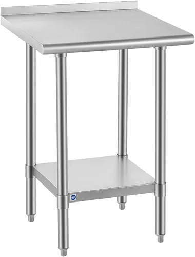 Miniatura 35 de Mesa de acero inoxidable para preparación y trabajo con protector contra salpicaduras, 24x72 pulgadas