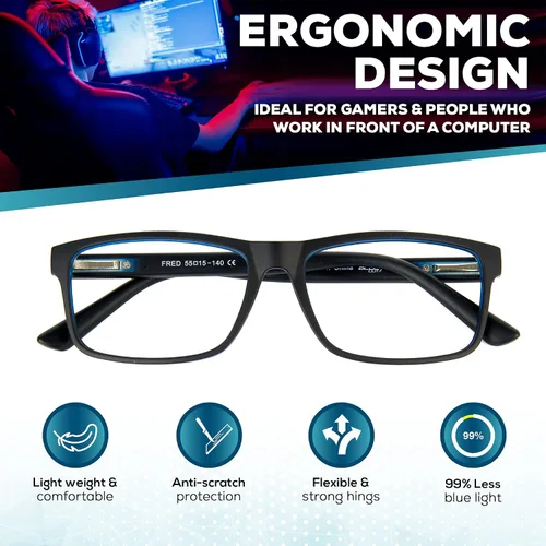 Miniatura 3 de Paquete de 2 lentes de bloqueo de luz azul – Antifatiga para monitor de computadora para juegos que evitan dolores de cabeza, Ámbar o amarillo