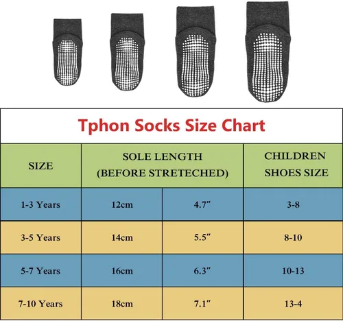 Miniatura 6 de Tphon Calcetines antideslizantes para niños pequeños, 12 pares de calcetines antideslizantes para bebés de 1 a 10 años