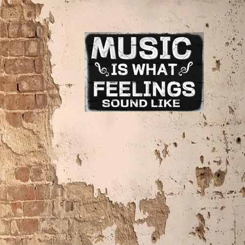 Miniatura 5 de EMOHAT Cartel de pared de metal para decoración de pared, letrero musical "Is What Feelings" Sound Like de aluminio, decoración de pared, hogar