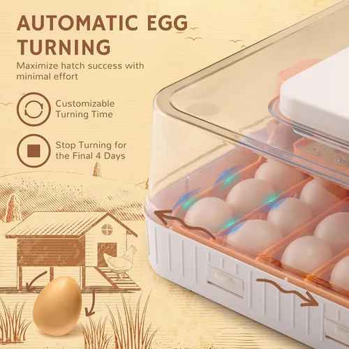Miniatura 6 de iPettie Nestasy ProHatch56 - Incubadora de huevos con giro automático de huevos y control de temperatura y humedad, capacidad para 56 huevos