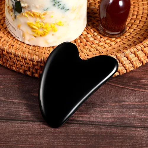 Miniatura 10 de rosenice Gua Sha - Herramientas faciales de guasha negra, piedra de jade Gua Sha para el cuidado de la piel facial, tensiones corporales faciales