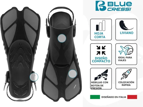 Miniatura 4 de Cressi Juego de esnórquel para adultos (máscara, esnórquel seco, aletas ajustables) - Ligero para viajar - Juego oceánico: diseñado en Italia