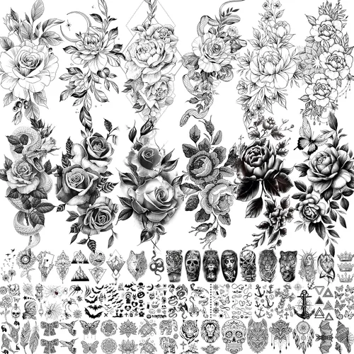 VANTATY - Tatuajes temporales, diseño de flor 011