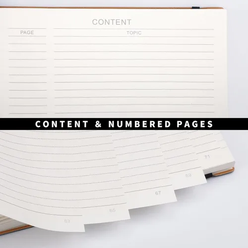 Miniatura 3 de RETTACY Cuaderno rayado, 2 paquetes, 204 páginas numeradas por paquete, B5 mediano 17.6 x 25 cm, tapa blanda de cuero, papel grueso de 100 g/m²