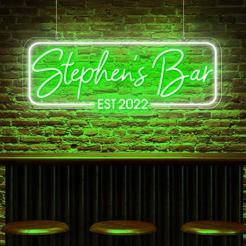 Miniatura 11 de Letrero de barra de neón personalizado – Letrero de luz personalizado para decoración de bar del hogar, salón o cueva de hombre (grabado rectangular)
