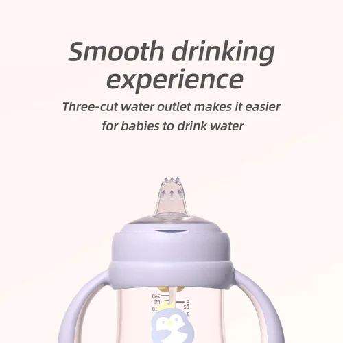 Miniatura 3 de Piifur Tritan - Vaso para beber con tapa de almacenamiento para 6 a 18 meses, a prueba de fugas, vaso con popote con peso con asa para bebé, 8 onzas