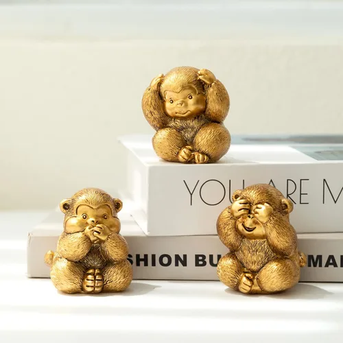 Miniatura 9 de TOHLUCS Estatua de 3 monos sabios. No ves el mal, no escuchas el mal, no hablas de monos malvados. Trae buena suerte, sabiduría. Figuras de mono