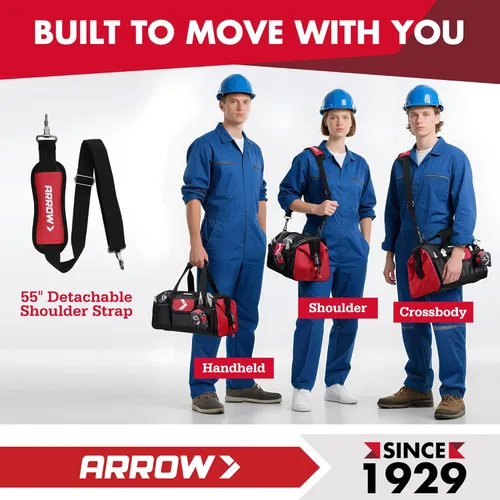 Miniatura 8 de ARROW - Bolsa organizadora de herramientas de 16 pulgadas con pies antideslizantes, bolsas de herramientas para hombres resistentes, boca abierta