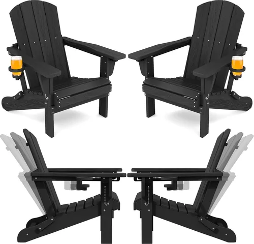 Miniatura 20 de SERWALL Silla Adirondack plegable ajustable, silla Adirondack reclinable con portavasos, Aruba