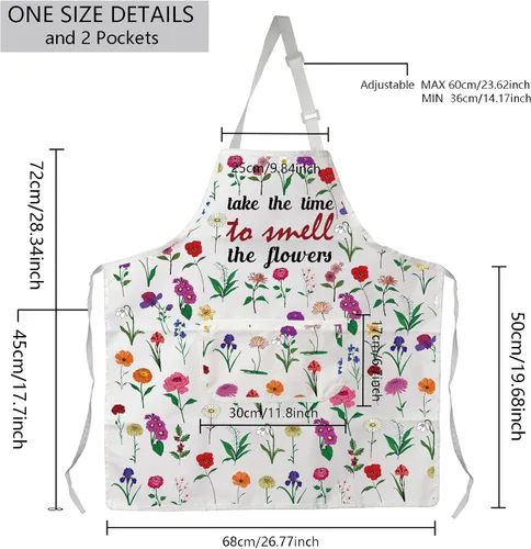 Miniatura 2 de MBMSO Delantal floral con bolsillos, delantal de jardinería de flores, regalo para mamá, delantal de cocina, delantal de floristería, regalo