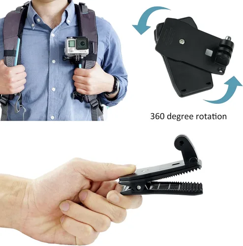 Miniatura 5 de CamKix Paquete de soporte para cabeza y mochila compatible con GoPro Hero 13, 12,11, 10, 9, 8,7, 6, 5, negro, sesión, héroe 4, negro, plata, Hero+