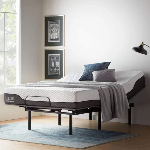 Lucid Base ajustable L150 - Base de cama con inclinación de cabeza y pie - Control remoto inalámbrico - Motor silencioso premium, tamaño Queen