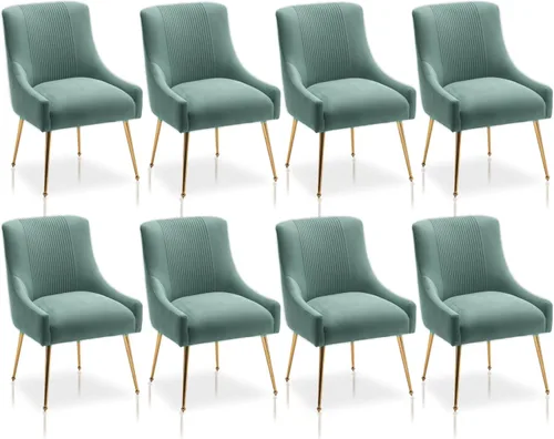 Miniatura 21 de Sillas de comedor modernas, sillas de comedor tapizadas en terciopelo con patas doradas, juego de 2 sillas de acento con capitoné para sala de Beige