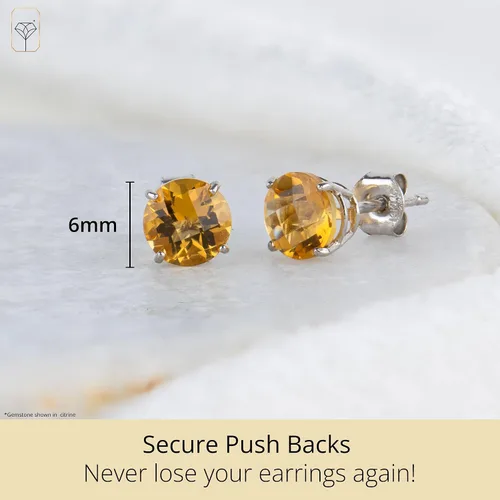 Miniatura 3 de Aretes redondos de oro amarillo de 10 k con corte de tablero de ajedrez (0.236 in) por MAX + STONE