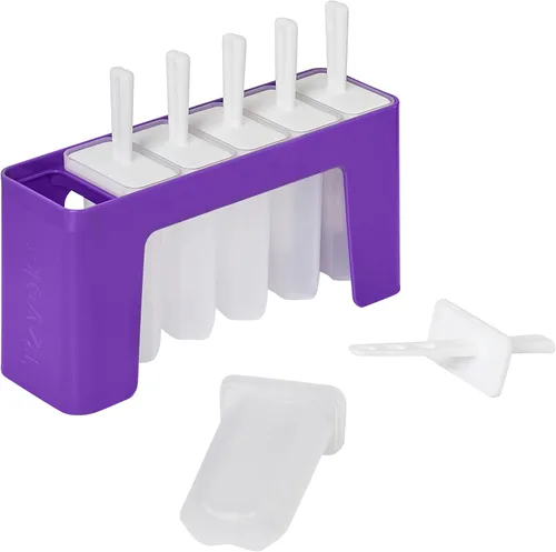 Tovolo Juego de 6 bandejas onduladas reutilizables para paletas con palitos para golosinas congeladas caseras, fáciles de limpiar, moldes de paletas