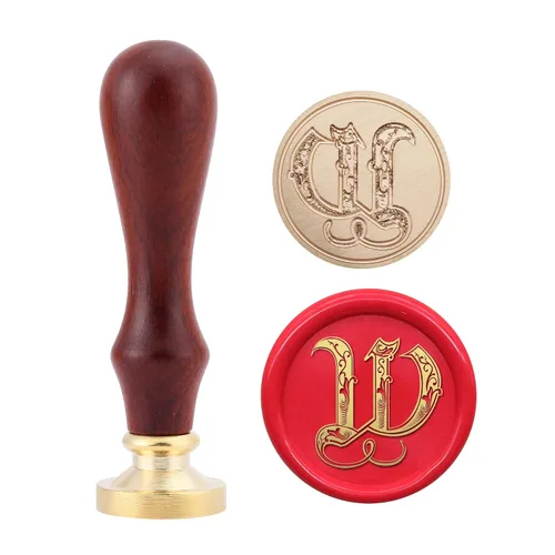 Miniatura 25 de Yoption Sello de cera del alfabeto gótico vintage, sello de cera, sello de cera para tarjeta de Acción de Gracias, sobre, envoltura de regalos