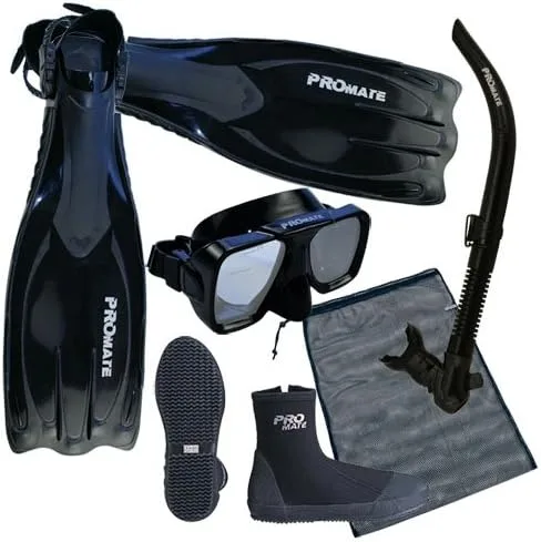 PROMATE Juego de bolsas de equipo de buceo con máscara de snorkel, botas de snorkel, aletas