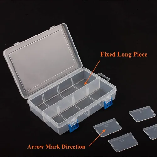 Miniatura 3 de Paquete de 3 cajas de almacenamiento de piezas de plástico y caja divisora ajustable para hardware y manualidades, 8 rejillas, transparente
