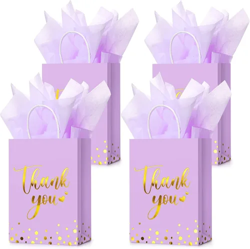 Miniatura 9 de Tinlade 30 bolsas de regalo de agradecimiento con papel de seda dorado con asa para graduación, negocios, compras, boda, ducha, regalos de fiesta